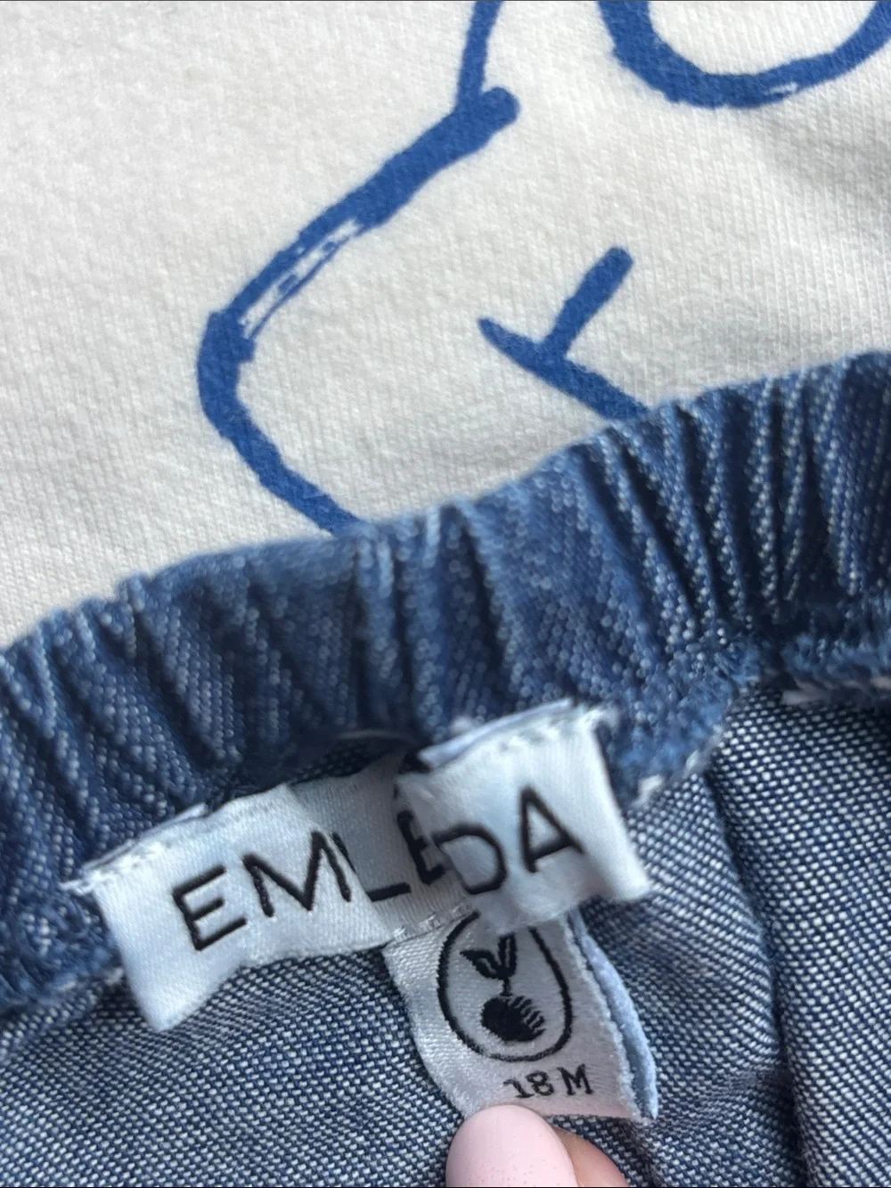 Emile et Ida Cream Tee with Blue Graphic and Navy Blue Bloomers